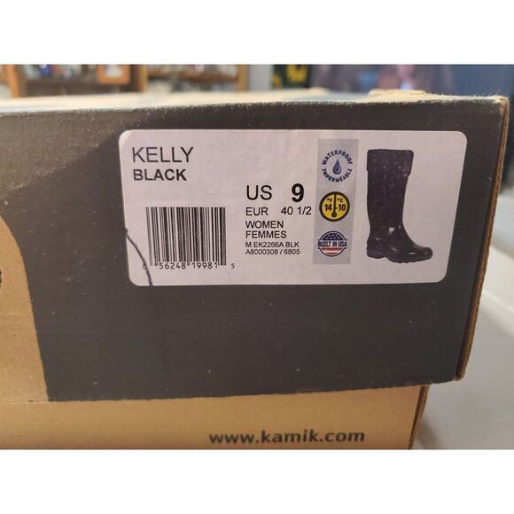 New Kamik Black Kelly Rain Boots Size 9 - Picture 7 of 8